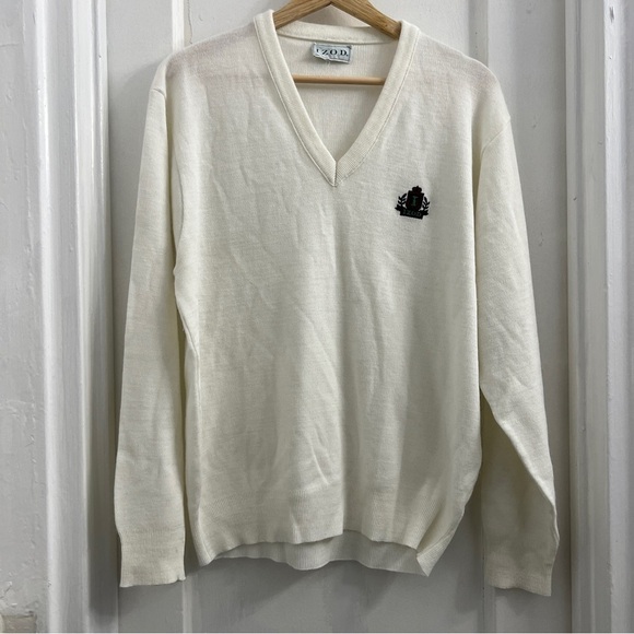 Vintage Izod Pullover Sweater V Neck Ivory, Large (size tag removed) - Picture 1 of 4